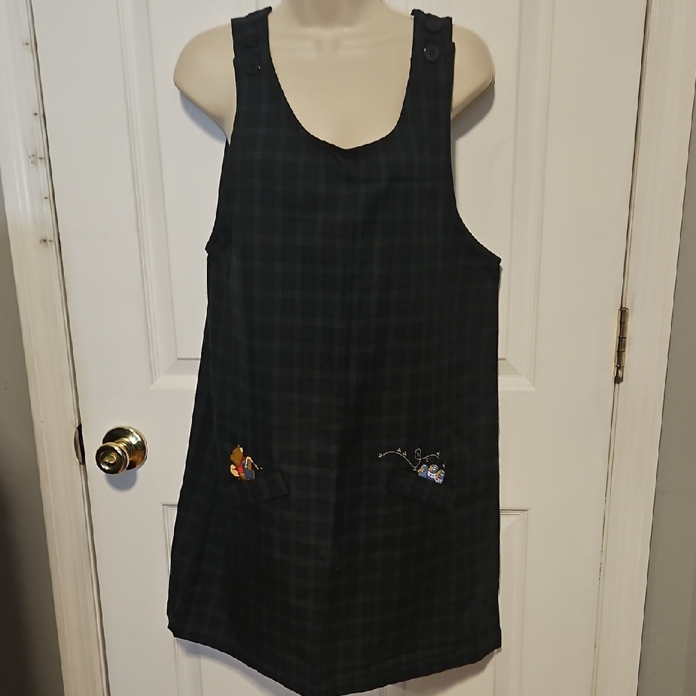Vintage Disney 0ps ack Plaid Dress with Embroidered Pockets